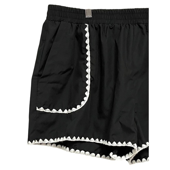 Pink Lily Tank Shorts Set Womens XL Black Crochet Trim Tie Strap Pockets Casual - Picture 6 of 11